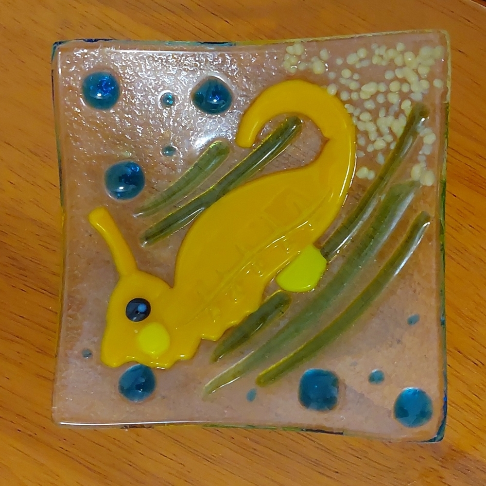 Glass Seahorse Trinket Jewelry dish tray